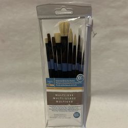 10-piece set of Artist's Loft multi-use natural and bristle hair brushes in a reusable zipper pouch. 