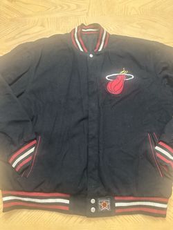 Authentic Miami Heat NBA Black Reversible Wool Jacket size 2XL