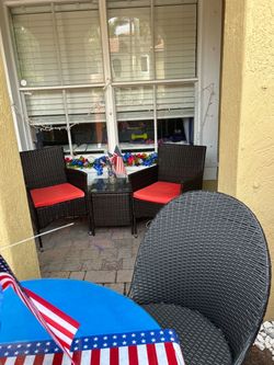 PATIO SETS,  ONE IS A BISTRO SET ONE IS LARGE