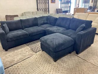 New Corduroy Sectional.  Black.  99” X 99”.  Free Delivery!