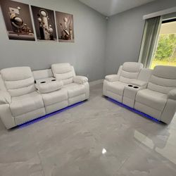 Brand New Reclining Sofa And Loveseat Set _ Set Reclinable De Sofa Y Loveseat Nuevos A Estrenar 
