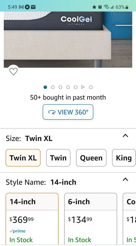 Twin XL CoolGel Mattresses 14 Inch