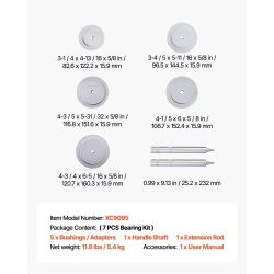 295]VEVOR Bearing Press Kit, 7 Pcs, Bearing Race and Seal Driver Set with 5 Bushings, Handle Shaft and Extension Rod, Bushing Driver Tool Set, Heavy D