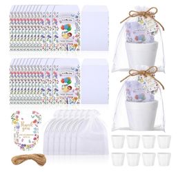 50 Sets Baby Shower Seed Packet a Little Wildflower is on the Way Party Favor Seed Packets White Flowerpot Thank You Tags and Organza Bags for Wildflo