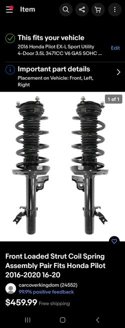 2016 - 2020 HONDA PILOT Strut Coil Spring Suspension