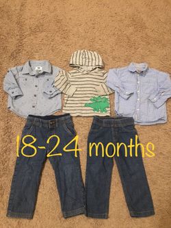 Toddler boy/dress shirt Or collared Shirts/long sleeve shirts/jeans clothes size 18 -24 months