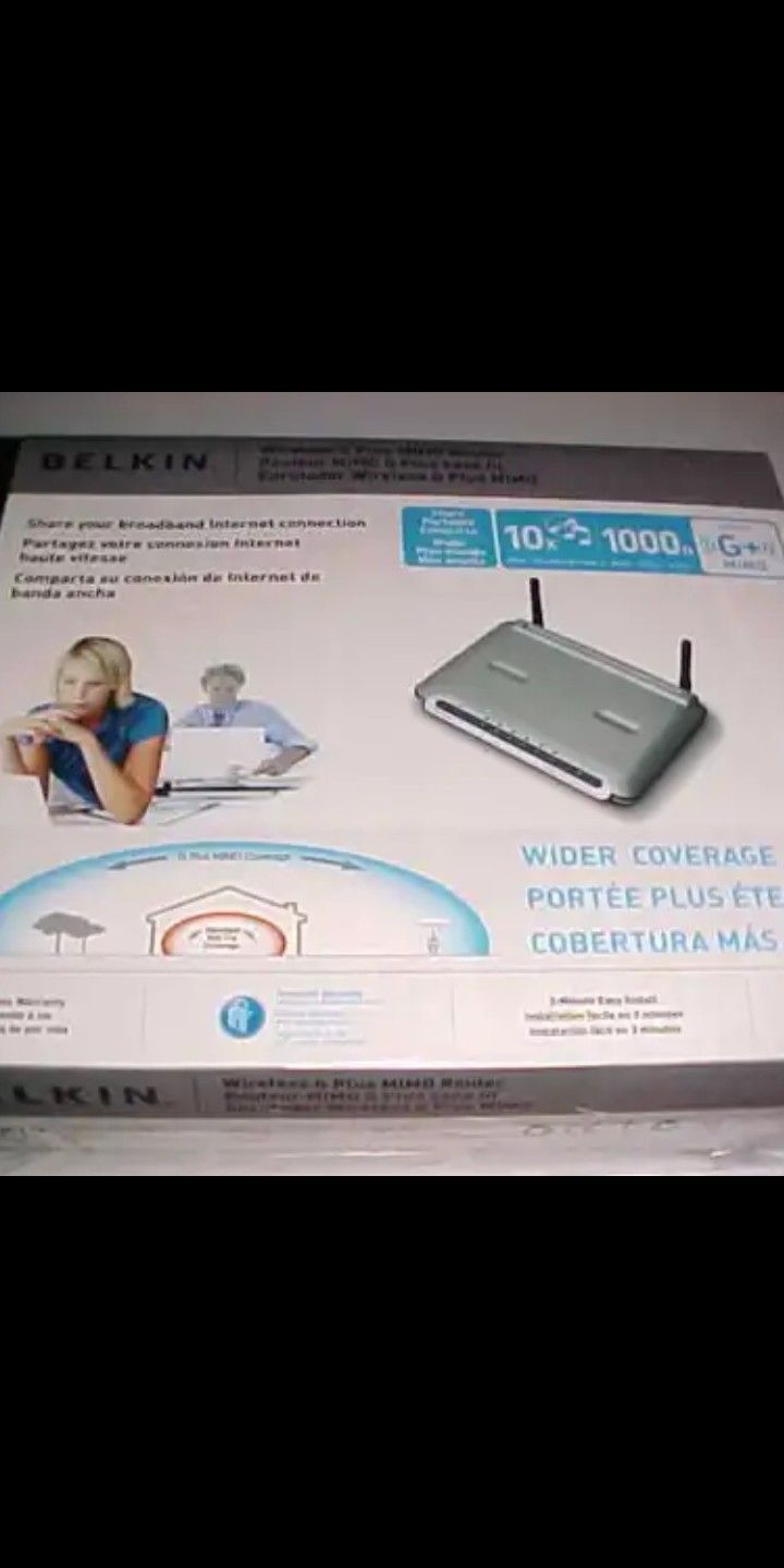 Belkin Wireless Router F5D9230-4 G Plus MIMO 54 Mbps 4 Port 10/100 in original box