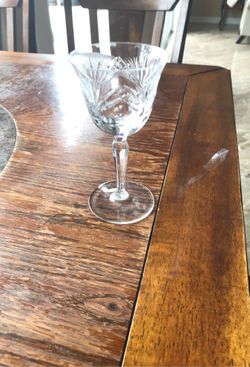 Six antique German crystal wine glasses