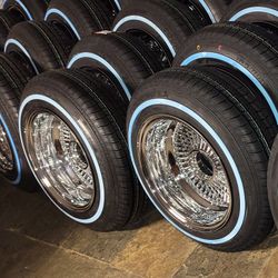 13x7 100 spoke wire wheels All Chrome 