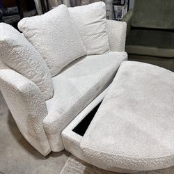 Oversized Holly Accent Chair W/ Storage Ottoman (USED)