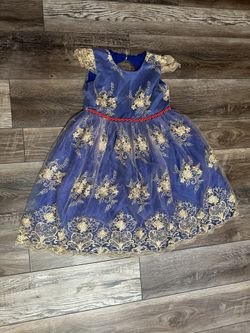 Blue and Gold Holiday Dress - Girls Size 8