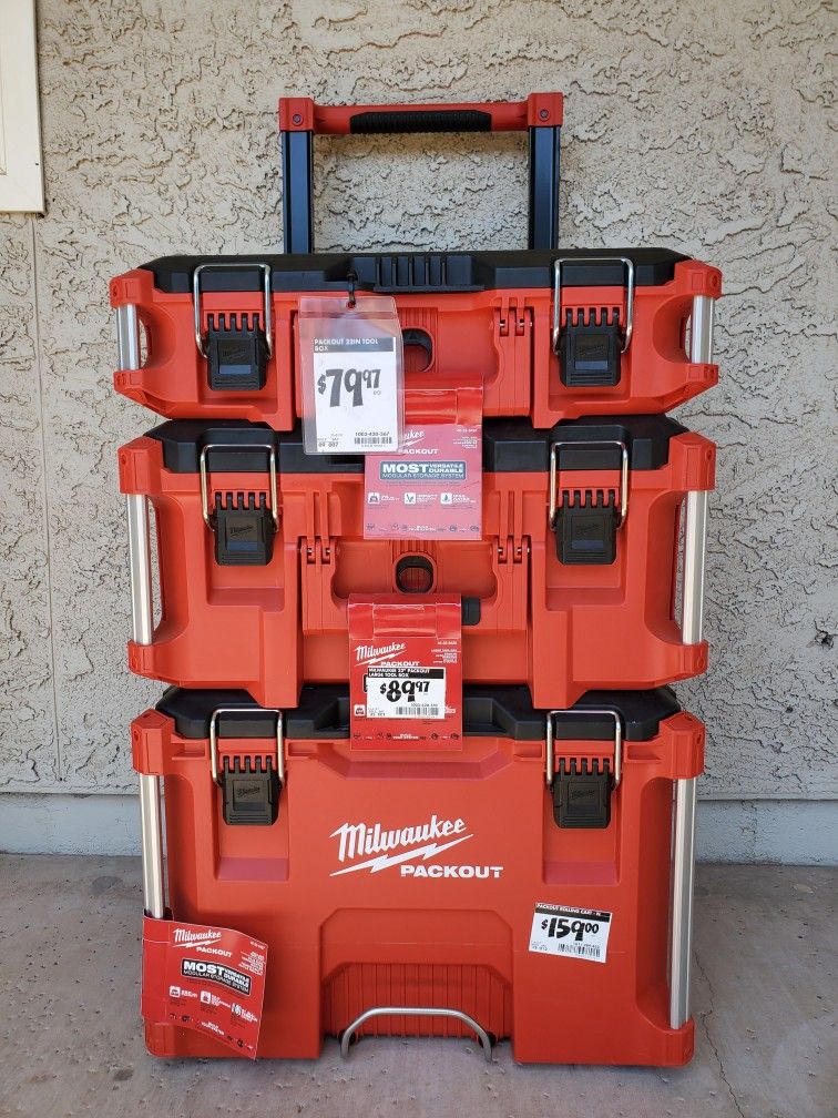 Milwaukee Packout Rolling Toolbox Set 3 Piece Brand New. Hablo Español