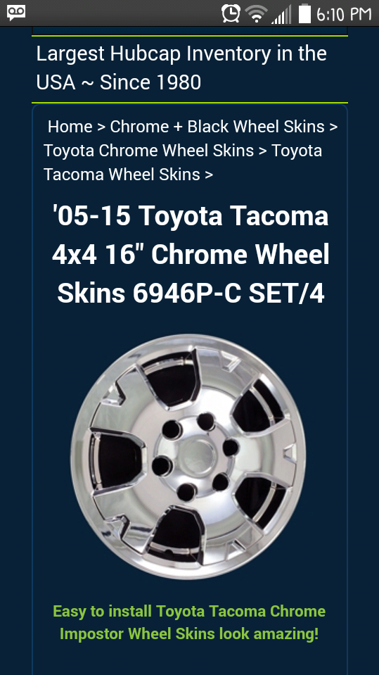 Toyota tacoma hubcaps