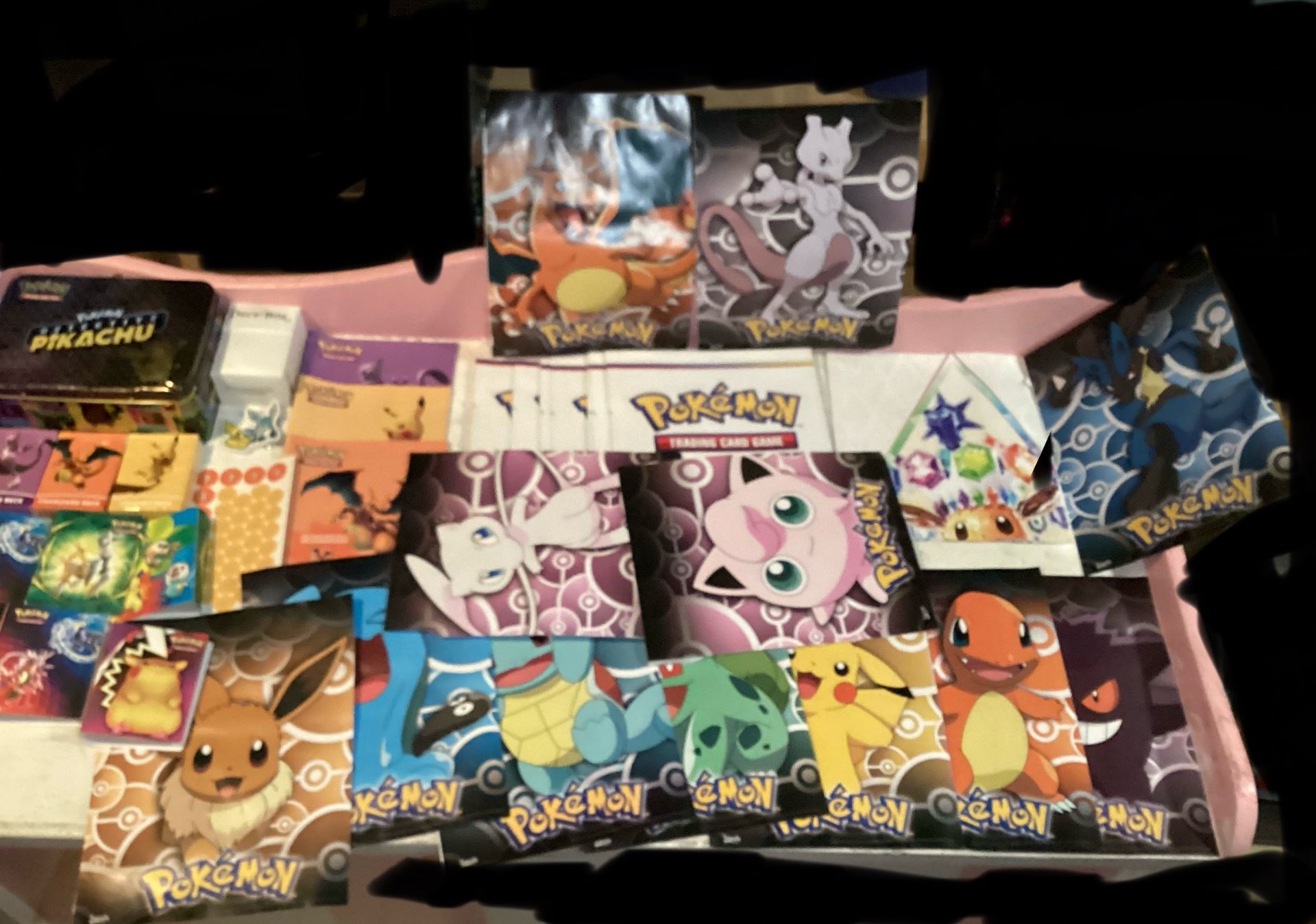 39 Miscellaneous Pokemon items lot with Mini Binders,Deck boxes,Posters,& More  