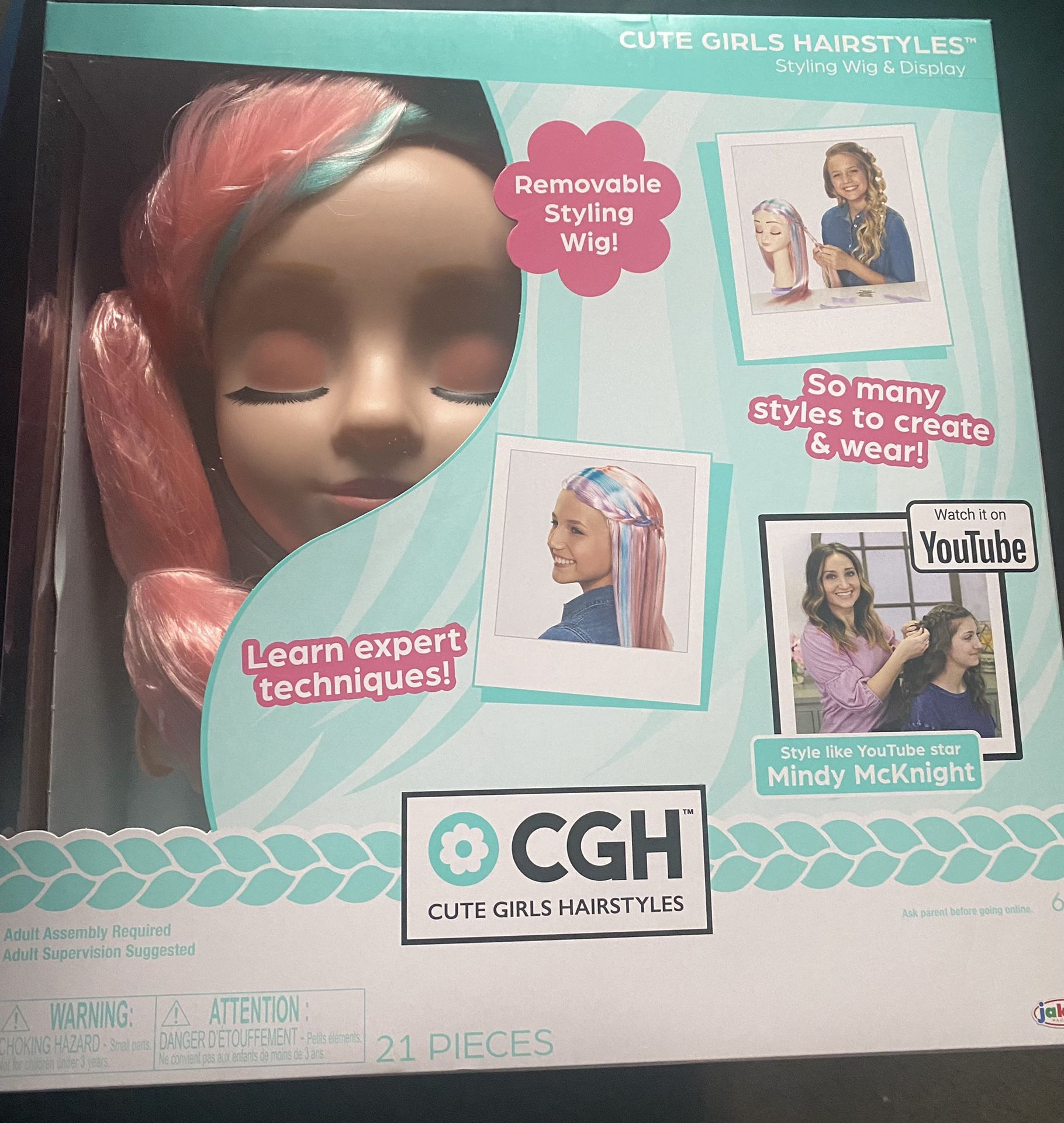 Wig With Styling Head - Straight Multi-color Hair