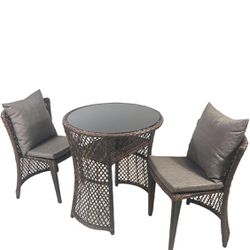 godohome 3 Piece Nordic Minimalist Outdoor Rattan Wicker Chair and Hexagonal Table Set – Weatherproof and Comfort Design Perfect for Patio and Courtya