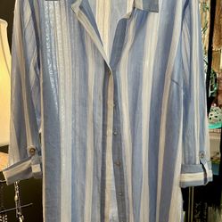 Ladies Medium Anne Klein Button Front 3/4 Sleeve Tunic