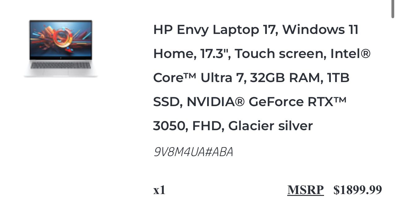 HP 17.3 inch laptop touch screen i7 32GB