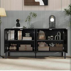 French Retro Sideboard Buffet Kitchen Storage Cabinet , coffee bar table  Black D-46