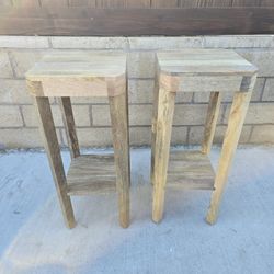 Natural Square Solid Wood End Table 