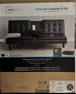 Black faux leather futon