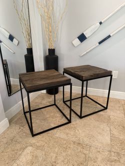 Set of two Restoration Hardware nightstands side table, bedside table. Reclaimed wood. 