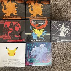 Pokemon Elite Trainer Boxes Champions Path, Destined Rivals, Hidden Fates, Paldean Fates, Celebrations, And Journey Together