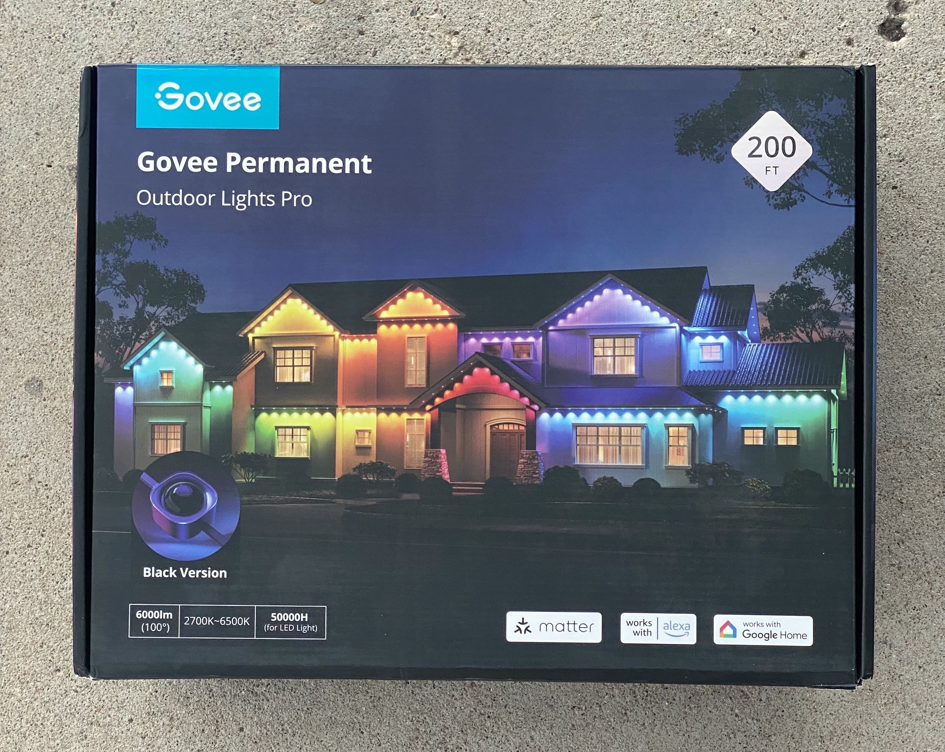 SEALED NEW Govee Permanent Outdoor Lights Pro, 200ft with 120 RGBIC LED Lights BLACK or WHITE BRAND NEW UNUSED!!!