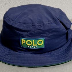 Size S/M Polo Ralph Lauren Polo Beach Water-Resistant Navy Bucket Hat with Stash Pocket