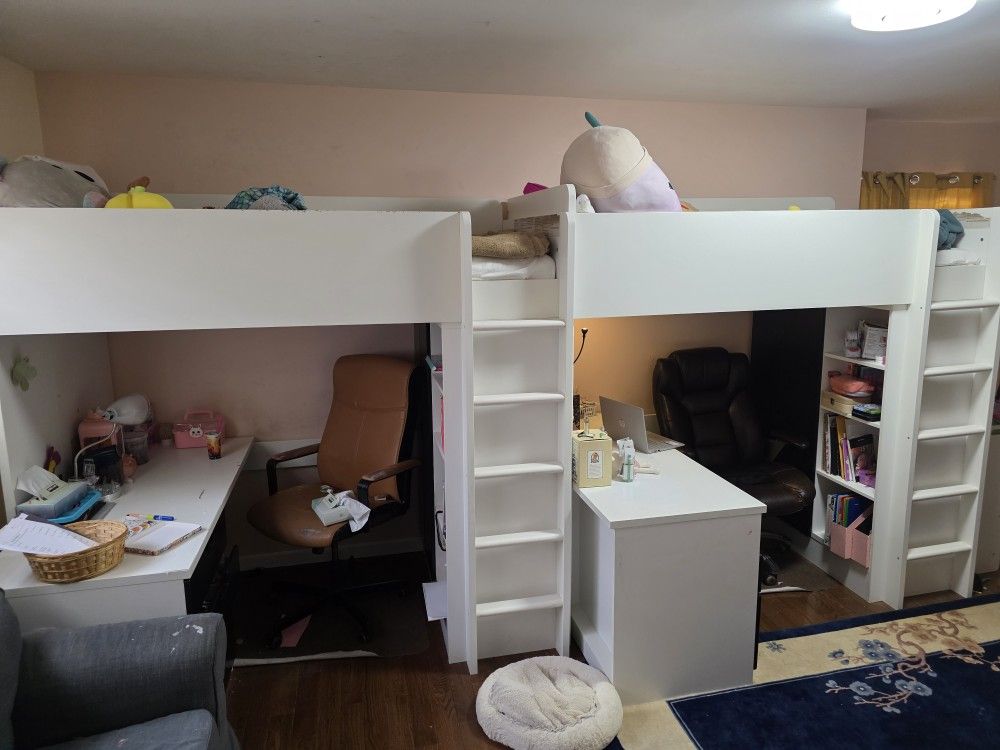 Ikea Stuva Bunk Beds With Workstation, Built-in Book Shelf and Closet