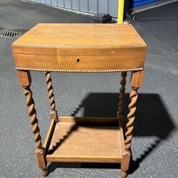 Rococo Carved Antique Storage Side Table 