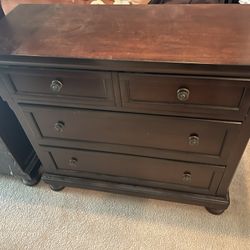 Tall 5 drawer dresser and matching 2 drawer plus open cabinet entertainment stand