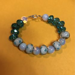 Moonstone Crystal And Vintage  Beads Bracelet 