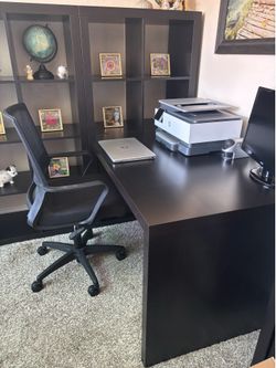 Office Desk w/ Wall Unit Attached - Espresso