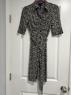 Women's Geometric Print Fit Midi Dress-Elbow Sleeve With belt 