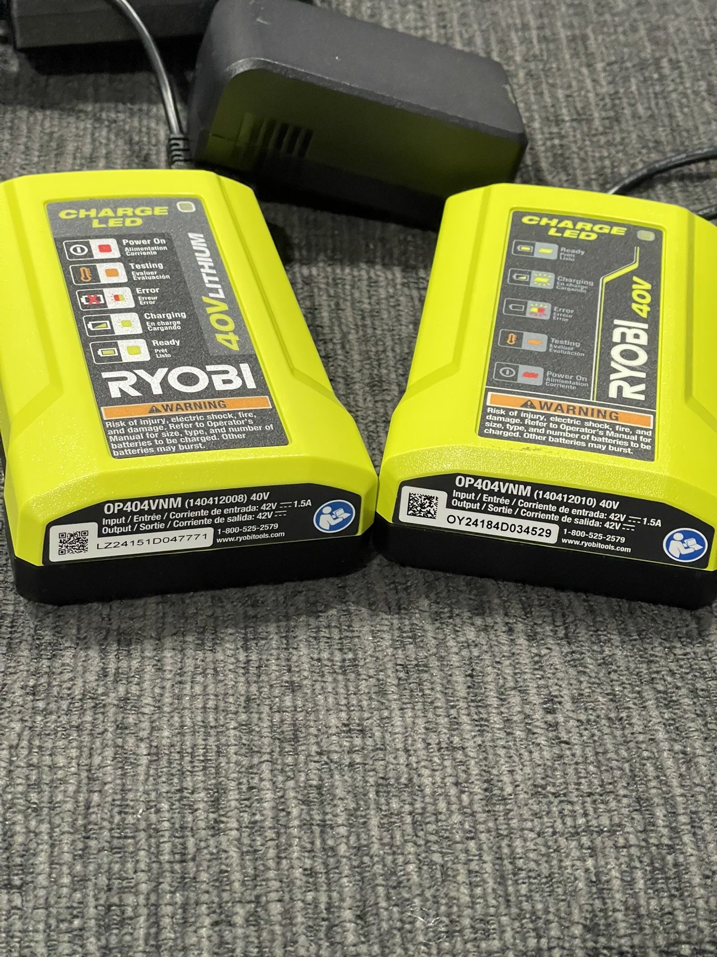 Ryobi 40v Chargers Brand New