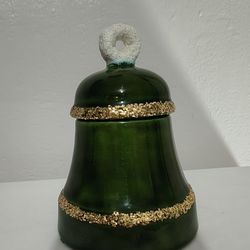 VINTAGE POTTERY BELL TRINKET BOX 5"×3.5" - V34