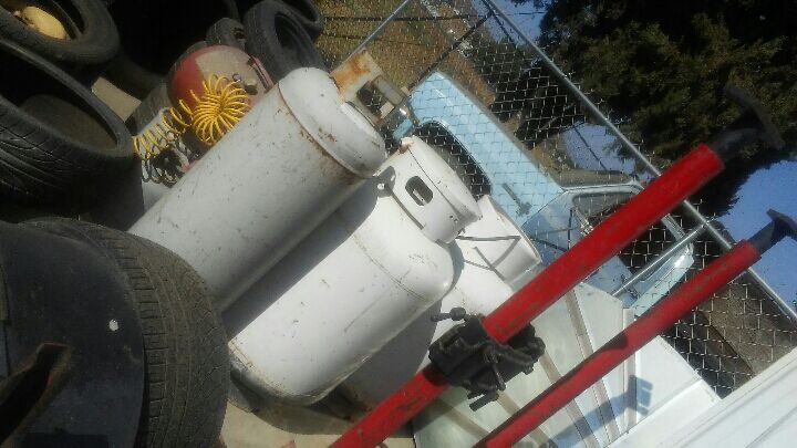 Propane tanks.