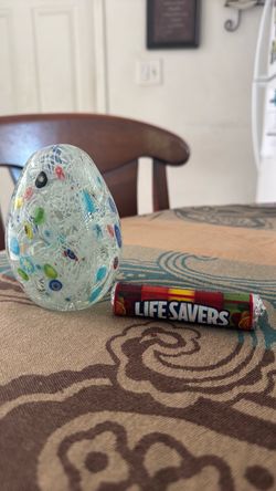 Millefiori Art Glass Egg Paperweight