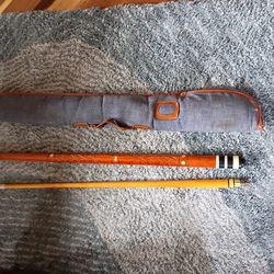 Vintage 17oz Carved Inlay Wood Pool Cue w Case