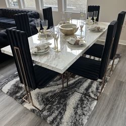 Dining Table Marble And Rose Gold