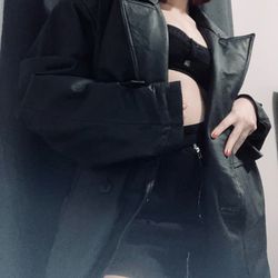 90s real leather jacket/trench coat 