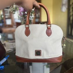 Dooney & Bourke Satchel pebble, leather white/cinnamon brown leather trim 