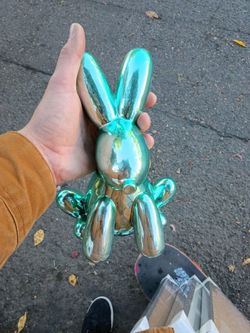 Metallic balloon bunny rabbit bank