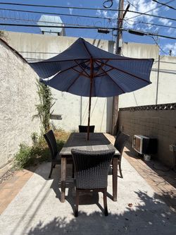 Rectangular teak wood outdoor table (umbrella free with table purchase)
