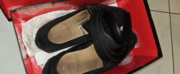Black Suede Coach Shoes And Belt