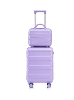 2-Piece ABS Hard Shell Lightweight Carry-On Luggage Set (14" & 20"), 360-Degree Spinner Wheels