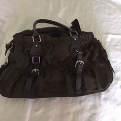 Brown Nylon Hobo Purse, zipper closure