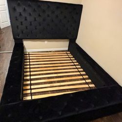 Black Queen Bed Frame- 3 Compartments 