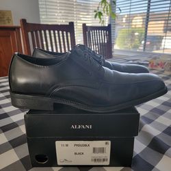 Alfani Proud Black Faux Leather Solid Lace Up Dress Oxfords Mens Shoe Size 11 M